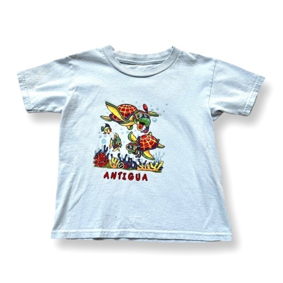 ⭐️ 5 for $25 Antigua Light Blue Cotton T-Shirt with Turtles & Fish 4 T - Picture 1 of 6